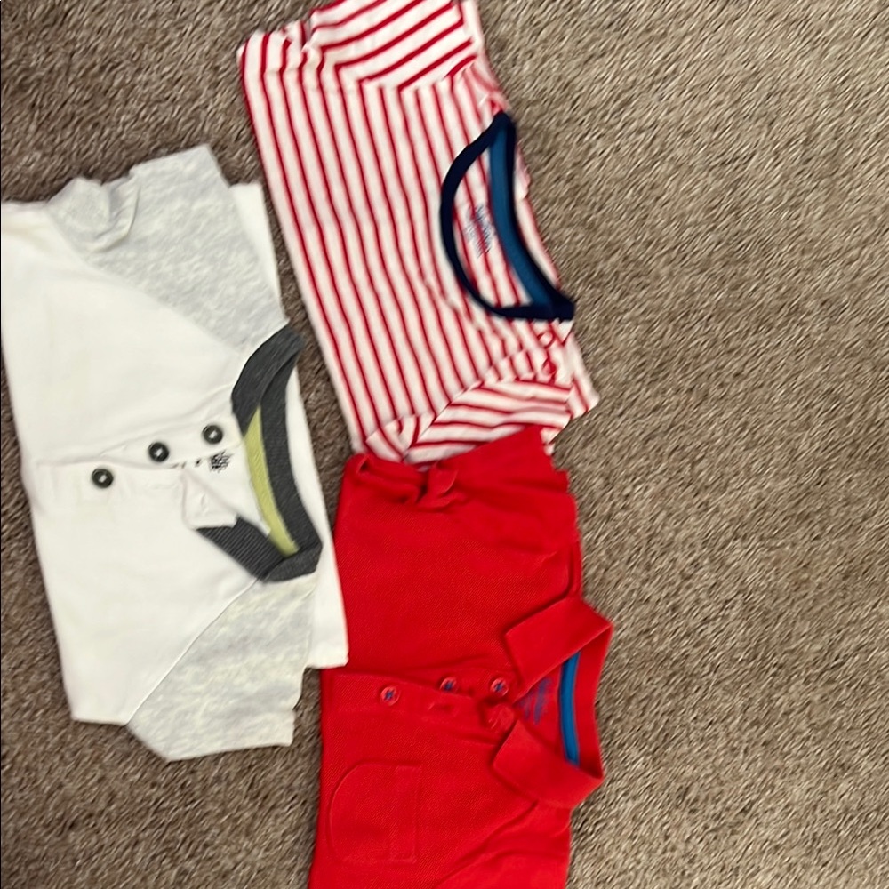 Baby Boden Red and White Button Down Shirts
